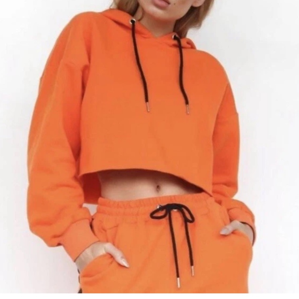 I.AM.GIA‎ Orange Cropped Cobra Hoodie Sweatshirt Womens Size Small Revolve